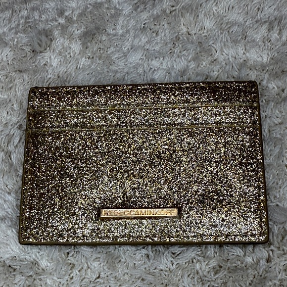 ✨NWOT Rebecca Minkoff Sparkling Gold Card Holder - Picture 1 of 9